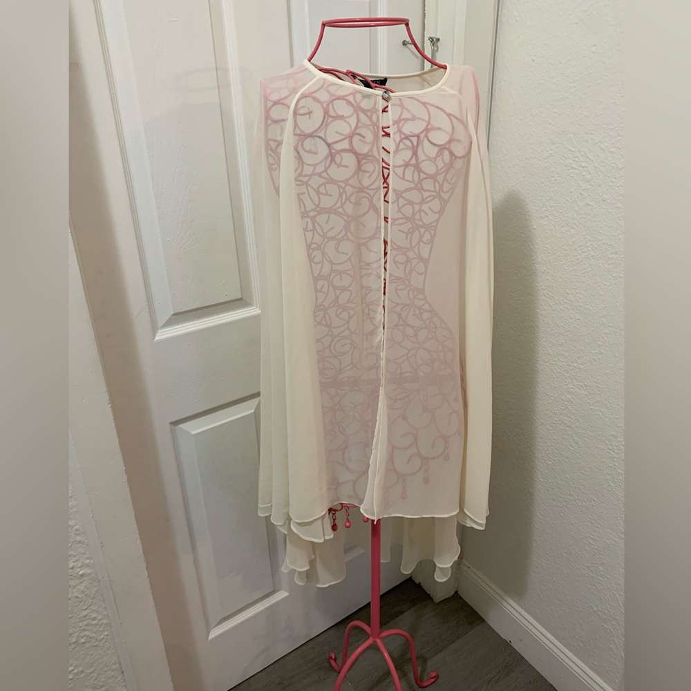 lauren ralph lauren sheer georgette cape cream /ivory